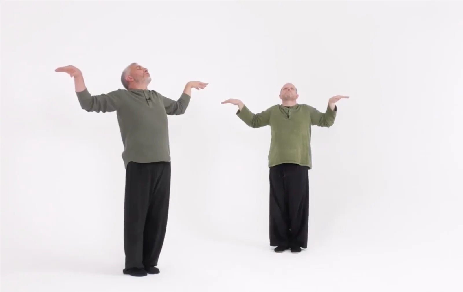 John Millar and Jeremy Colledge practising the Body Mind Method side by side