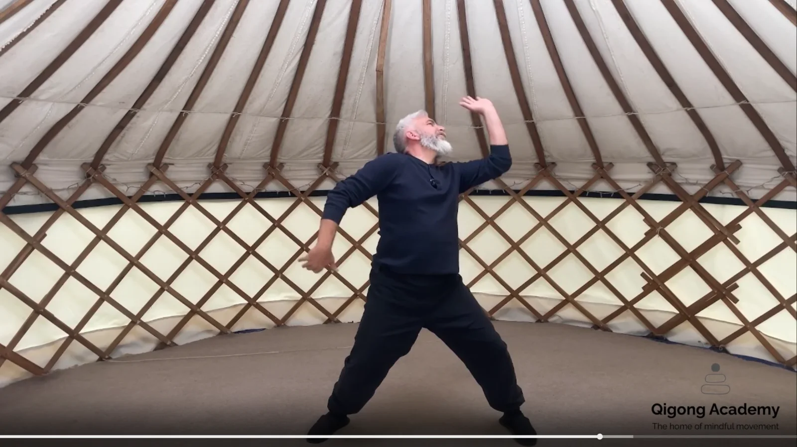 John Millar practising Taiji Ball in the yurt