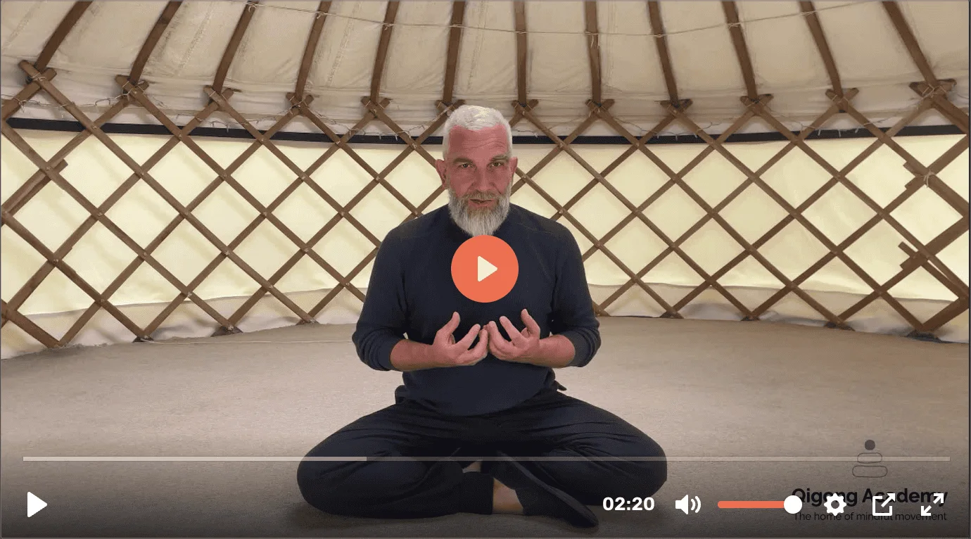 A recorded practice video: John Millar seated in the yurt, ready to play